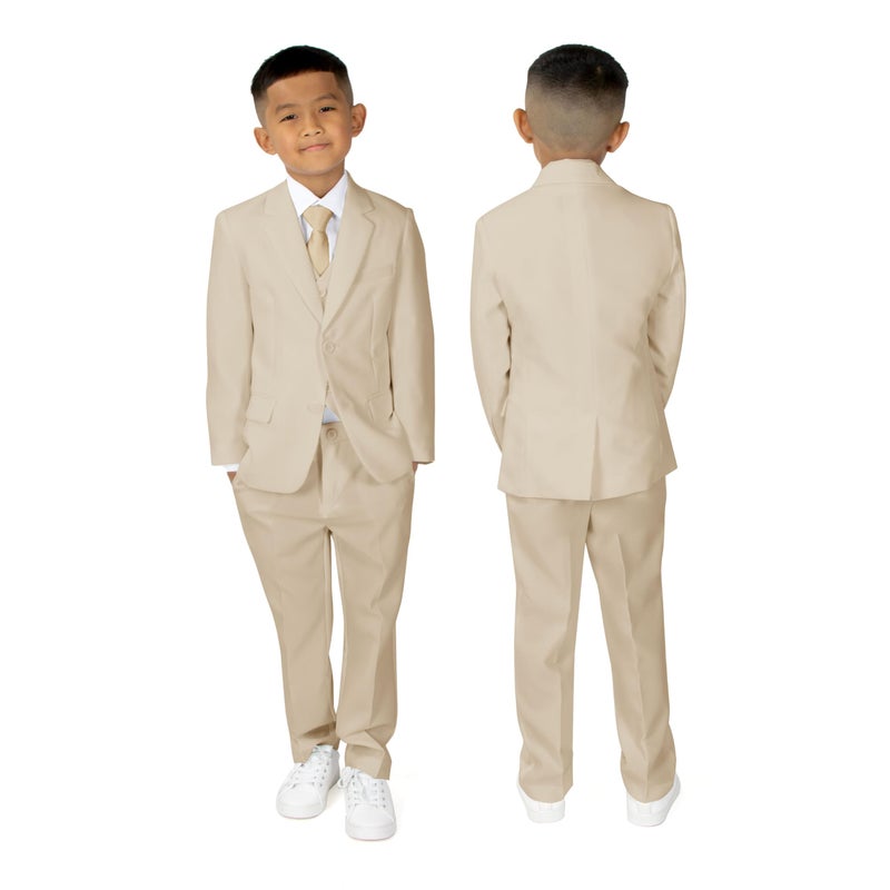 Spring Notion Big Boys' Modern Fit Khaki Suit Set 18 - Image 2